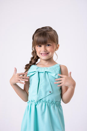 Vestido Blogueirinha Lola Verde Tiffany - Leveza e Elegância para Meninas | Bebeloo Kids