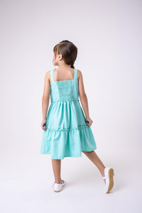 Vestido Blogueirinha Lola Verde Tiffany - Leveza e Elegância para Meninas | Bebeloo Kids