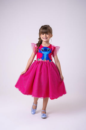Vestido Tematicos Ysa Kids Lilo Stitch Pink Modelo 3 - Leveza e Elegância para Meninas | Bebeloo Kids