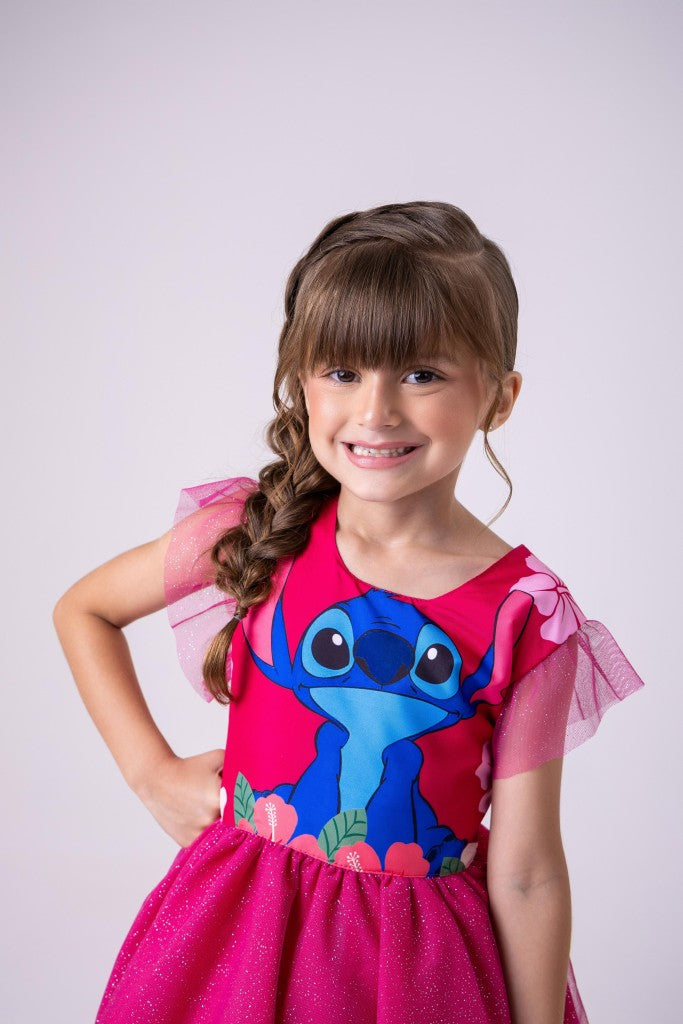 Vestido Tematicos Ysa Kids Lilo Stitch Pink Modelo 3 - Leveza e Elegância para Meninas | Bebeloo Kids
