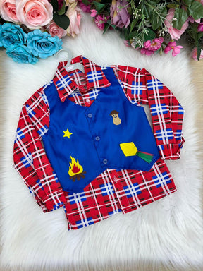 Camisa Junina Xadrez São Pedro Colete Azul - Elegância e Conforto para os Pequenos | Bebeloo Kids