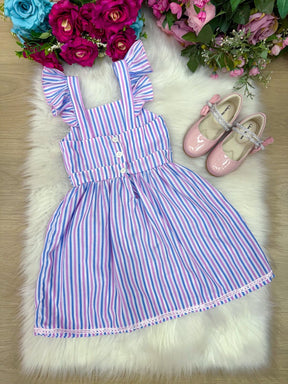 Vestido Banana Club Celine Lilas Listrado - Leveza e Elegância para Meninas | Bebeloo Kids