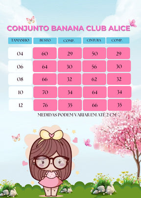 Conjunto Banana Club Alice Rosa Bebe - Estilo Delicado para o Dia a Dia | Bebeloo Kids