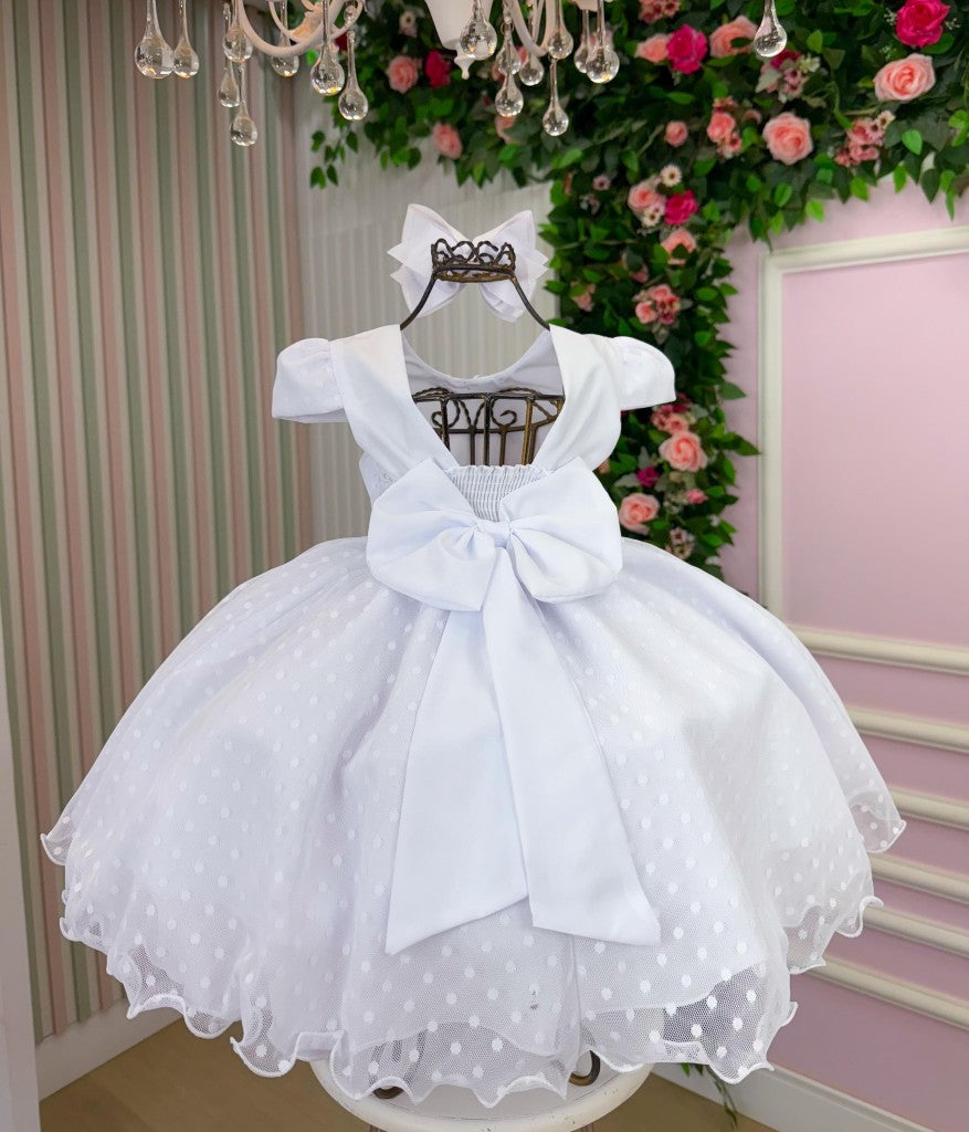 Vestido Vitoria Kids Maria Helena Branco - Leveza e Elegância para Meninas | Bebeloo Kids