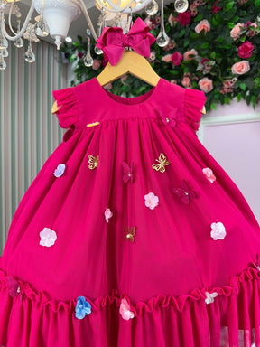Vestido Vila Lele Jardim das Borboletas Baby Liz Pink - Leveza e Elegância para Meninas | Bebeloo Kids