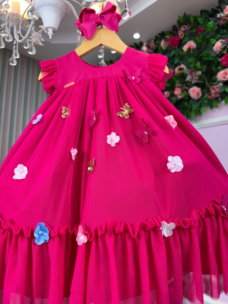 Vestido Vila Lele Jardim das Borboletas Baby Liz Pink - Leveza e Elegância para Meninas | Bebeloo Kids