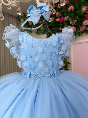 Vestido Infantil Menina Bonita Angelie Azul Bebe - Leveza e Elegância para Meninas | Bebeloo Kids