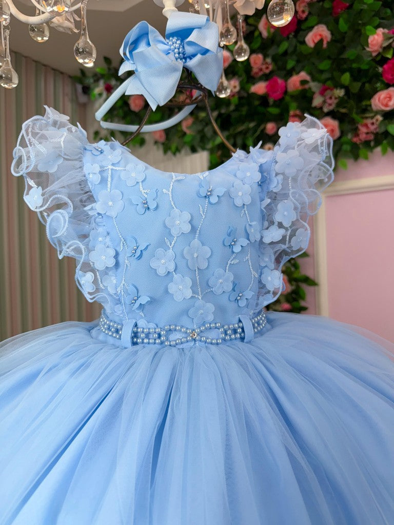 Vestido Infantil Menina Bonita Angelie Azul Bebe - Leveza e Elegância para Meninas | Bebeloo Kids