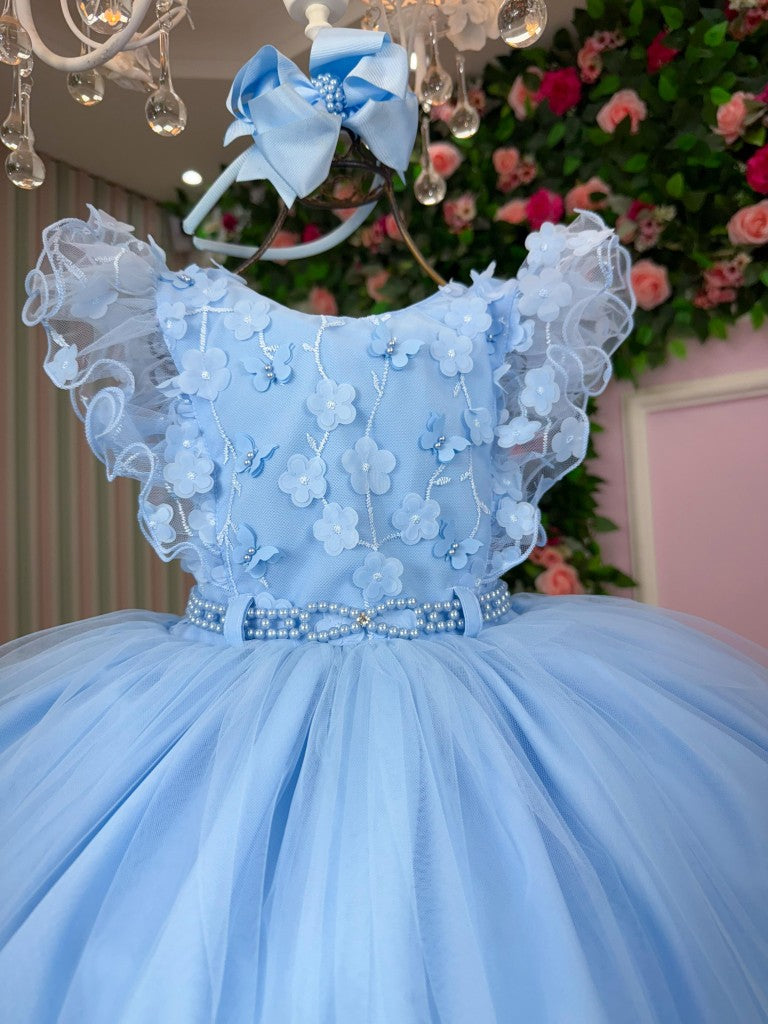 Vestido Infantil Menina Bonita Angelie Azul Bebe - Leveza e Elegância para Meninas | Bebeloo Kids
