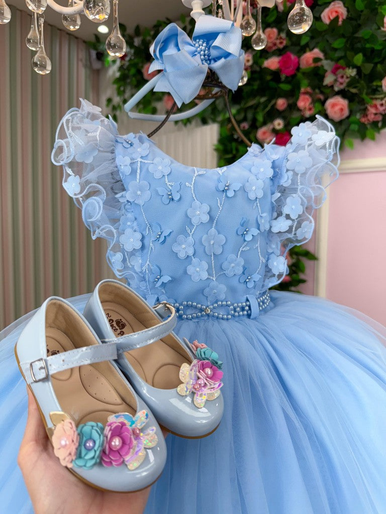 Vestido Infantil Menina Bonita Angelie Azul Bebe - Leveza e Elegância para Meninas | Bebeloo Kids
