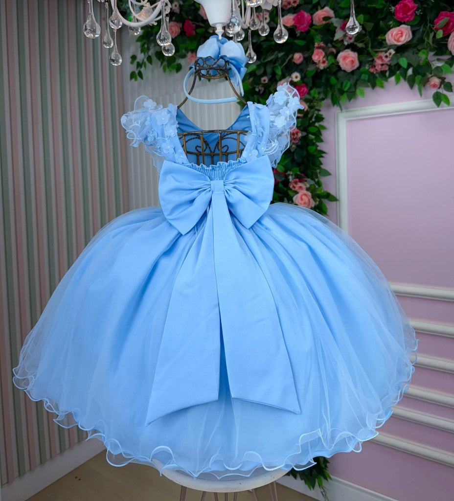 Vestido Infantil Menina Bonita Angelie Azul Bebe - Leveza e Elegância para Meninas | Bebeloo Kids