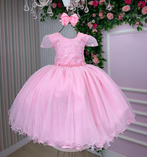 Vestido Infantil Menina Bonita Beatriz Rosa Bebe - Leveza e Elegância para Meninas | Bebeloo Kids