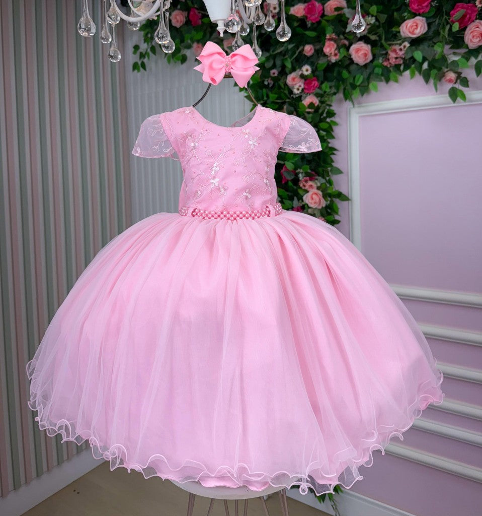 Vestido Infantil Menina Bonita Beatriz Rosa Bebe - Leveza e Elegância para Meninas | Bebeloo Kids