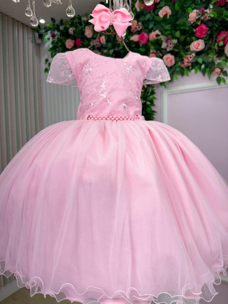 Vestido Infantil Menina Bonita Beatriz Rosa Bebe - Leveza e Elegância para Meninas | Bebeloo Kids
