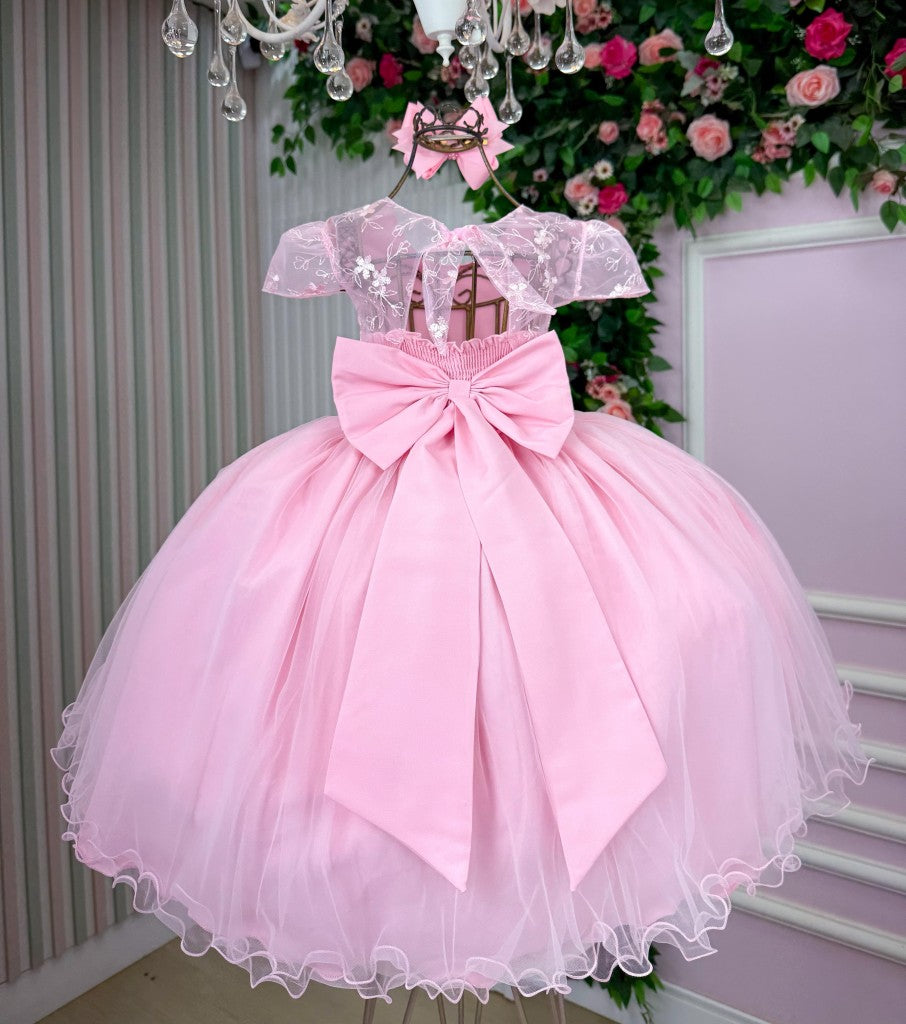 Vestido Infantil Menina Bonita Beatriz Rosa Bebe - Leveza e Elegância para Meninas | Bebeloo Kids