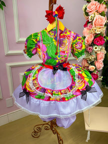 Vestido Junino Tropical Carina - Leveza e Elegância para Meninas | Bebeloo Kids
