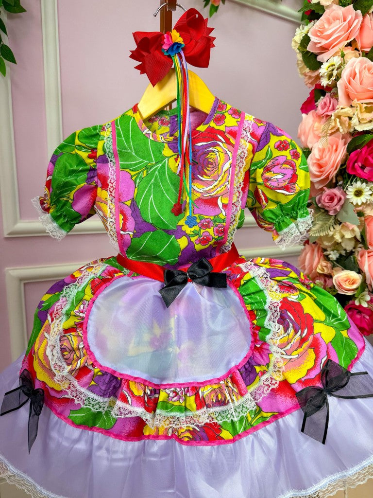 Vestido Junino Tropical Carina - Leveza e Elegância para Meninas | Bebeloo Kids