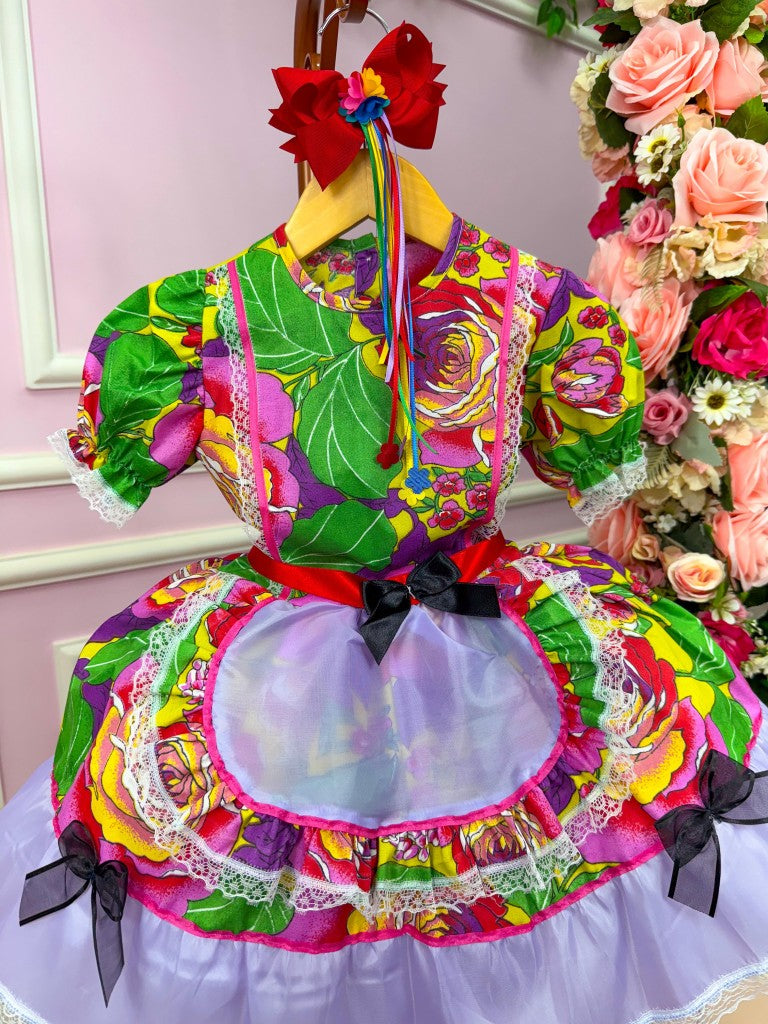 Vestido Junino Tropical Carina - Leveza e Elegância para Meninas | Bebeloo Kids