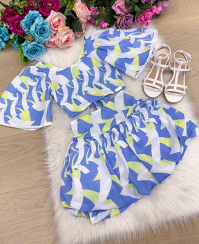 Conjunto Banana Club Alissa Azul e Verde - Estilo Delicado para o Dia a Dia | Bebeloo Kids