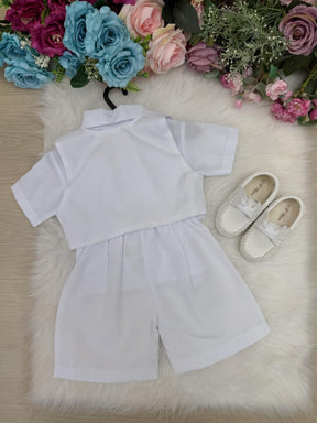 Conjunto Miss Cherry Meninos Bebe Felipe Shorts Branco - Estilo Delicado para o Dia a Dia | Bebeloo Kids