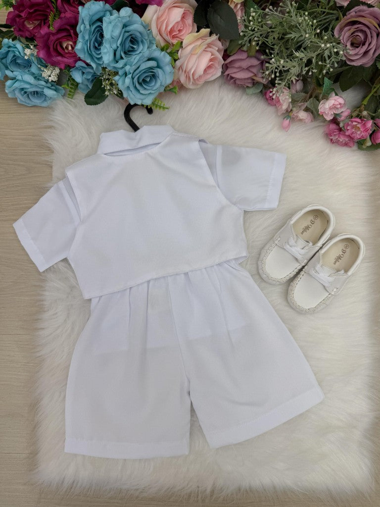 Conjunto Miss Cherry Meninos Bebe Felipe Shorts Branco - Estilo Delicado para o Dia a Dia | Bebeloo Kids