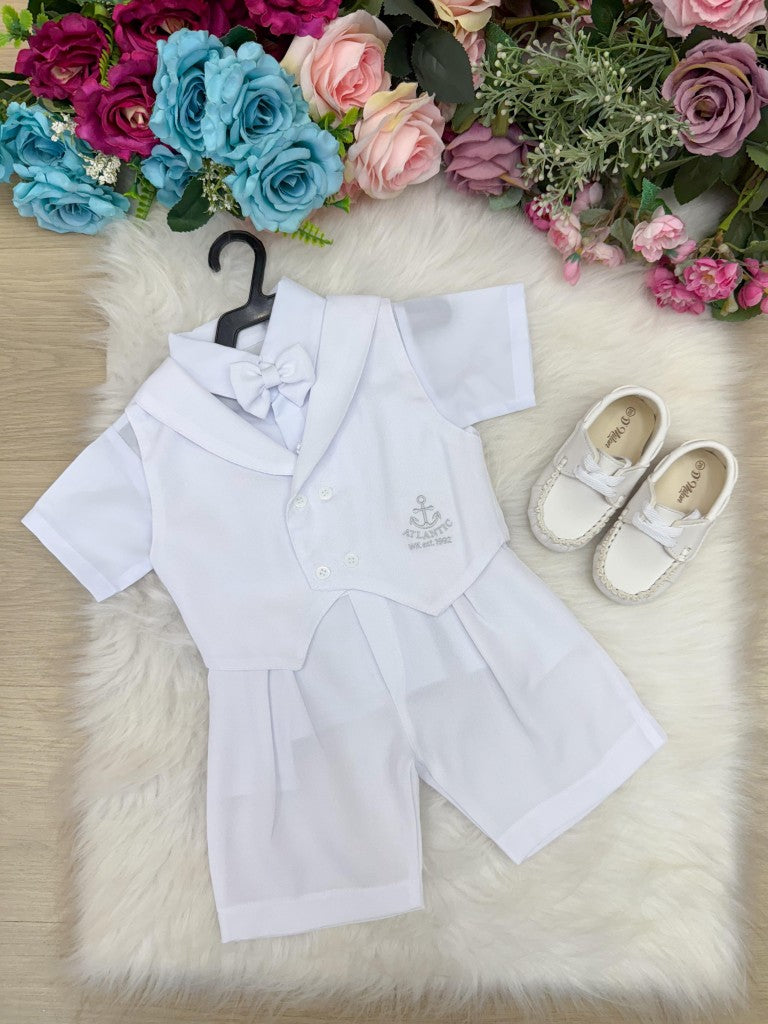 Conjunto Miss Cherry Meninos Bebe Gean Shorts Branco - Estilo Delicado para o Dia a Dia | Bebeloo Kids