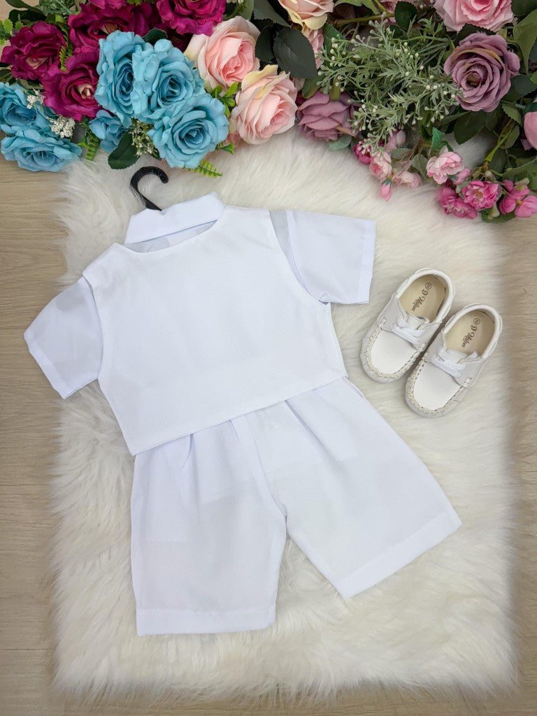 Conjunto Miss Cherry Meninos Bebe Gean Shorts Branco - Estilo Delicado para o Dia a Dia | Bebeloo Kids