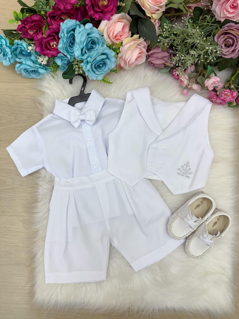 Conjunto Miss Cherry Meninos Bebe Gean Shorts Branco - Estilo Delicado para o Dia a Dia | Bebeloo Kids
