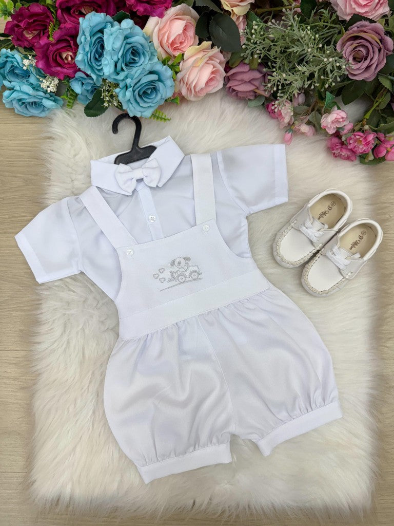 Conjunto Miss Cherry Meninos Bebe Theo Branco - Estilo Delicado para o Dia a Dia | Bebeloo Kids