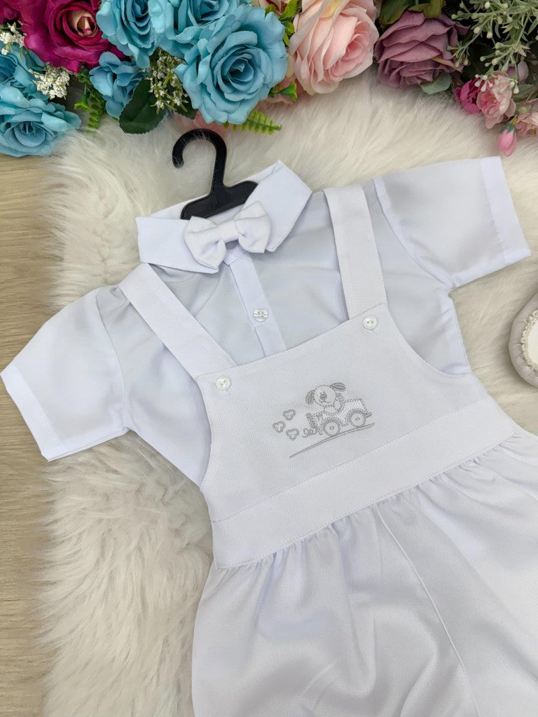 Conjunto Miss Cherry Meninos Bebe Theo Branco - Estilo Delicado para o Dia a Dia | Bebeloo Kids