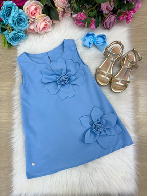 Vestido Blogueirinha Jojo Flor Azul - Leveza e Elegância para Meninas | Bebeloo Kids