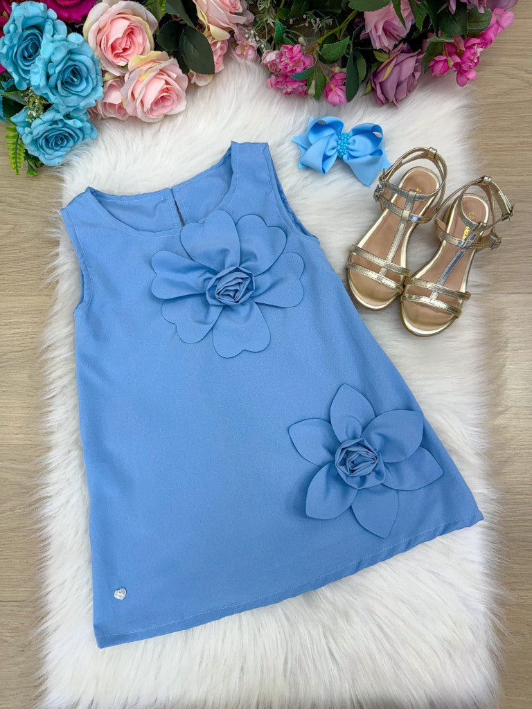 Vestido Blogueirinha Jojo Flor Azul - Leveza e Elegância para Meninas | Bebeloo Kids