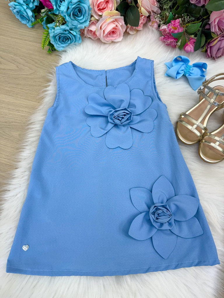 Vestido Blogueirinha Jojo Flor Azul - Leveza e Elegância para Meninas | Bebeloo Kids