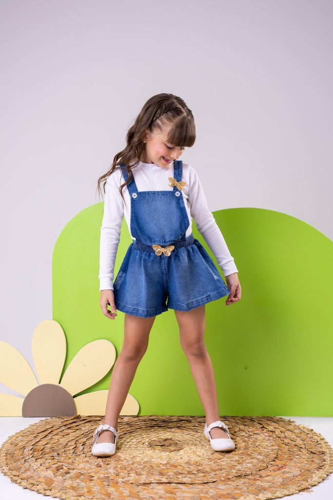 Jardineira Blogueirinha Jeans Elo - Charme e Conforto para Bebês | Bebeloo Kids