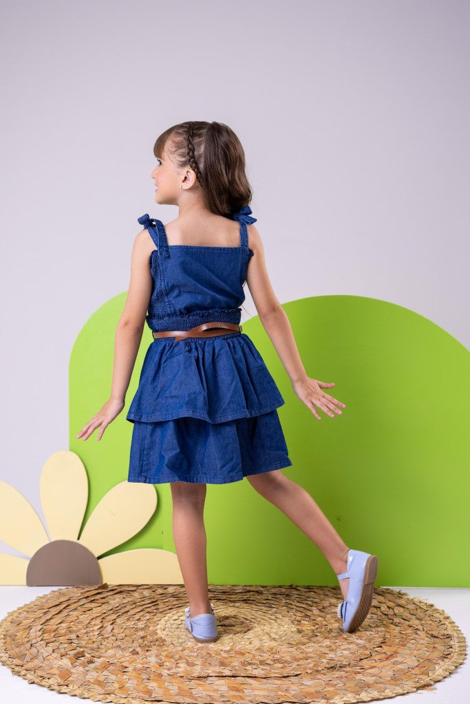 Vestido Blogueirinha Hermione Jeans - Leveza e Elegância para Meninas | Bebeloo Kids