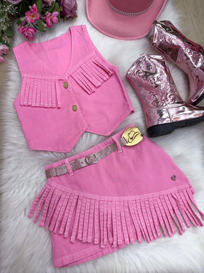 Conjunto Blogueirinha Boiadeira Maraisa Rosa - Estilo Delicado para o Dia a Dia | Bebeloo Kids