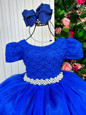Vestido Enjoy Longo Laura Peito rendado Azul Royal - Leveza e Elegância para Meninas | Bebeloo Kids
