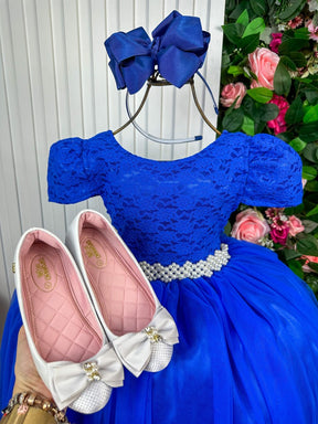 Vestido Enjoy Longo Laura Peito rendado Azul Royal - Leveza e Elegância para Meninas | Bebeloo Kids