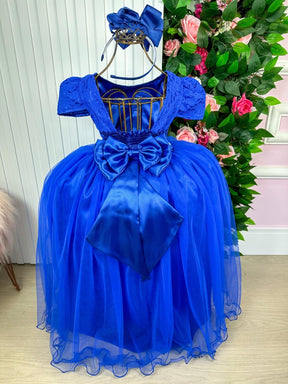 Vestido Enjoy Longo Laura Peito rendado Azul Royal - Leveza e Elegância para Meninas | Bebeloo Kids