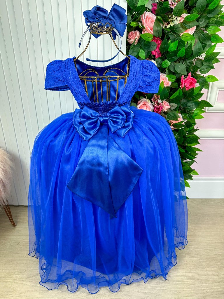 Vestido Enjoy Longo Laura Peito rendado Azul Royal - Leveza e Elegância para Meninas | Bebeloo Kids
