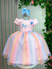 Vestido Vila Lele Ana Clara Rosa Saia Colorida - Leveza e Elegância para Meninas | Bebeloo Kids