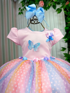 Vestido Vila Lele Ana Clara Rosa Saia Colorida - Leveza e Elegância para Meninas | Bebeloo Kids