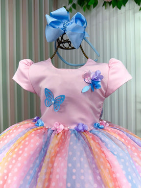 Vestido Vila Lele Ana Clara Rosa Saia Colorida - Leveza e Elegância para Meninas | Bebeloo Kids