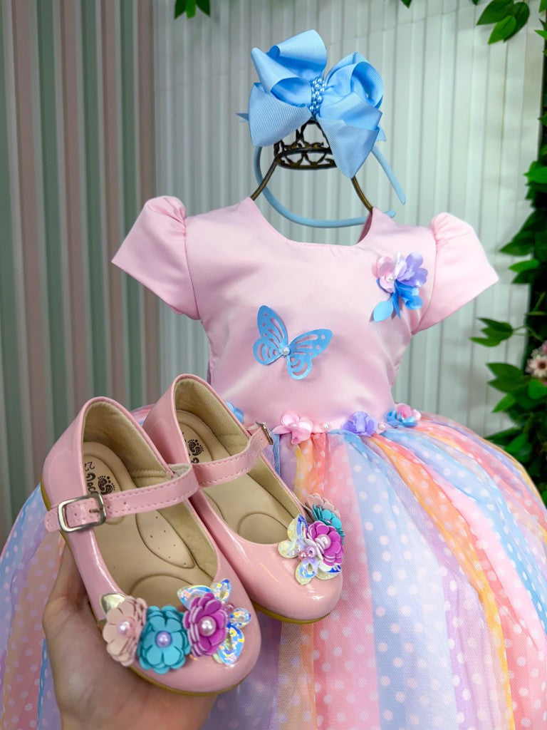 Vestido Vila Lele Ana Clara Rosa Saia Colorida - Leveza e Elegância para Meninas | Bebeloo Kids