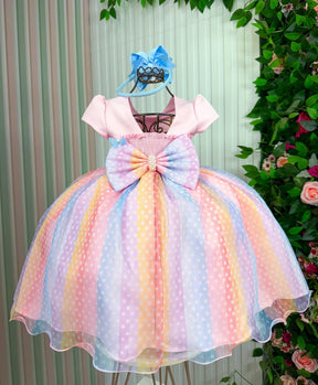 Vestido Vila Lele Ana Clara Rosa Saia Colorida - Leveza e Elegância para Meninas | Bebeloo Kids