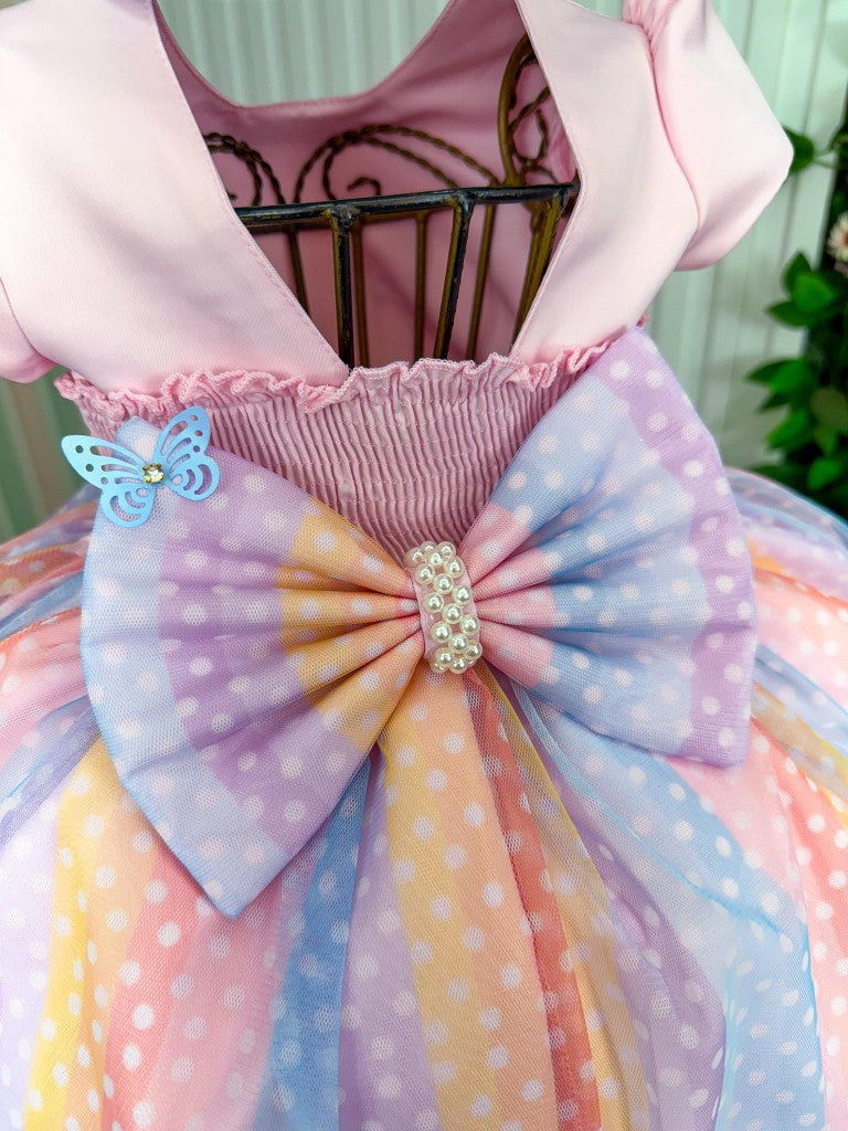 Vestido Vila Lele Ana Clara Rosa Saia Colorida - Leveza e Elegância para Meninas | Bebeloo Kids