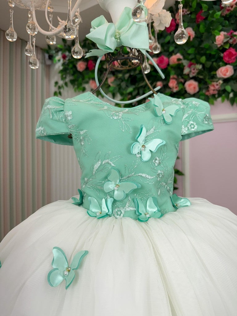 Vestido Juvenil - Midi Vila Lele Sabrina Verde Oliva e Off - Leveza e Elegância para Meninas | Bebeloo Kids