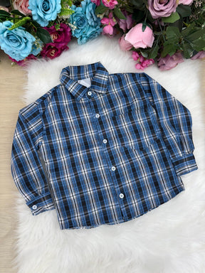 Camisa Xadrez Junina Caique Azul - Elegância e Conforto para os Pequenos | Bebeloo Kids