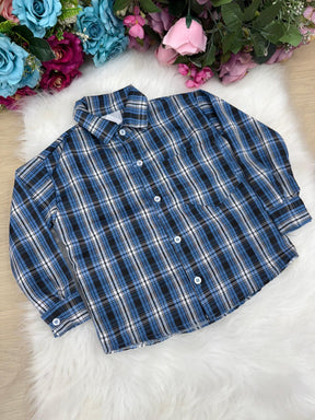 Camisa Xadrez Junina Caique Azul - Elegância e Conforto para os Pequenos | Bebeloo Kids