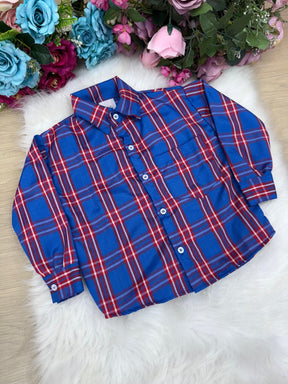 Camisa Xadrez Junina Juliano Azul Royal - Elegância e Conforto para os Pequenos | Bebeloo Kids
